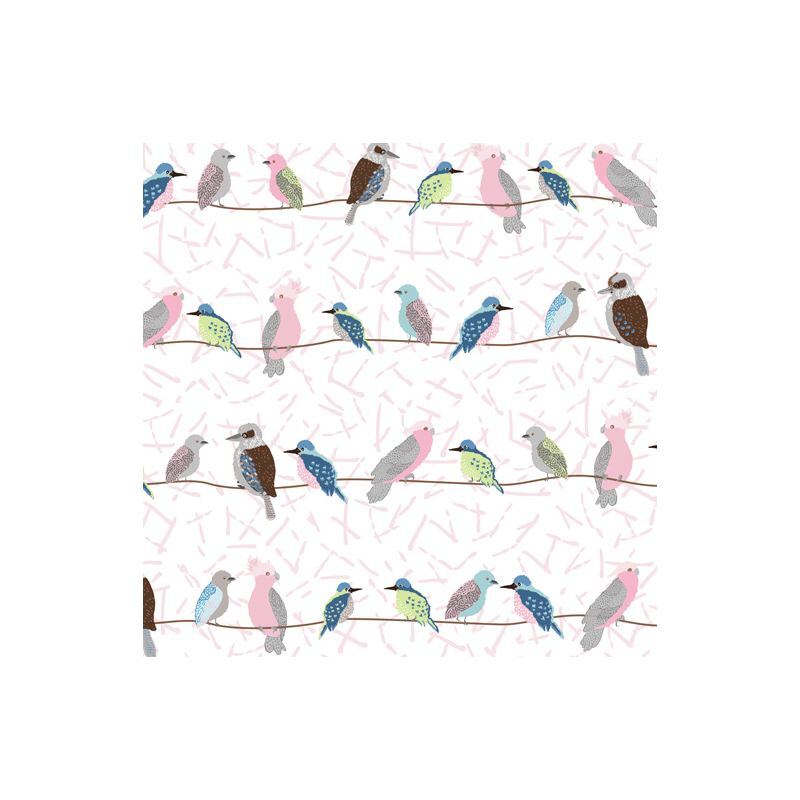 Aussie Feathered Friends Birds On Wire, 112cm Wide Cotton Fabric