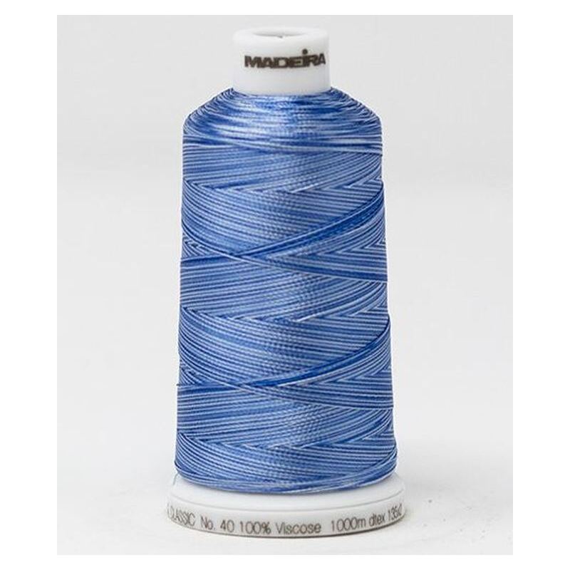 Madeira Classic Rayon 40, #2016 LIGHT BLUE OMBRE 1000m Variegated Embroidery Thread