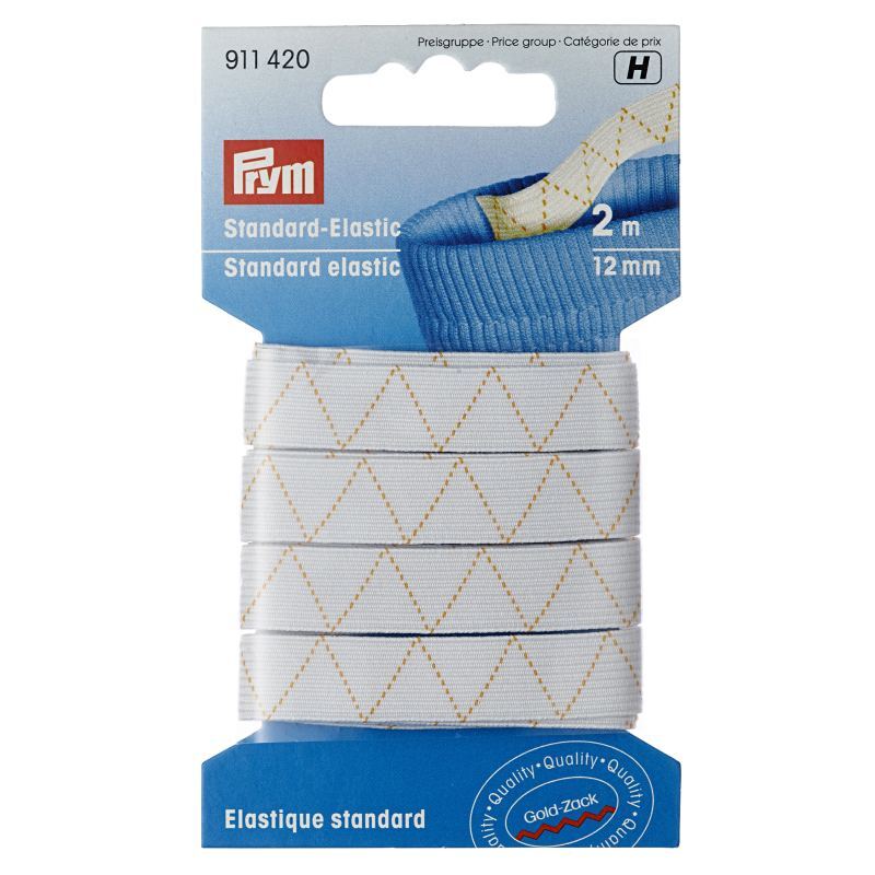 White Standard Elastic 12mm x 2m by Prym