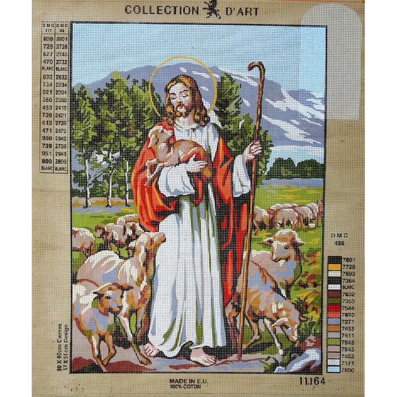 JESUS & SHEEP Tapestry Design Printed On Canvas #11.164