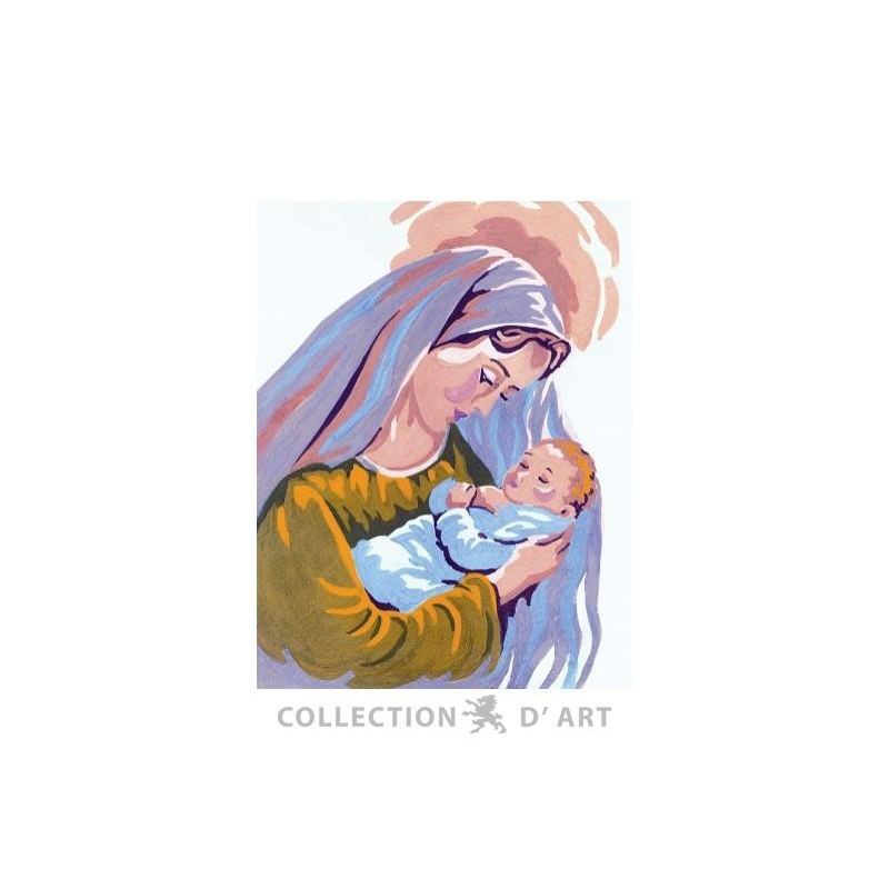 Mary & Baby Jesus Tapestry Design Printed On Canvas #3219