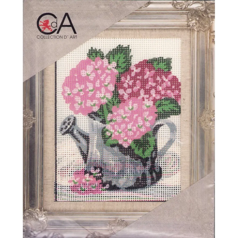 Collection D' Art Tapestry Kit, PINK FLORAL WATERING CAN, 14cm x 18cm