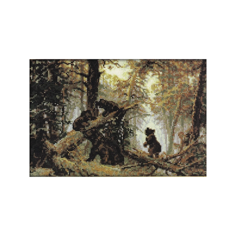 MORNING IN PINY WOOD, Counted Cross Stitch Kit, 36cm x 26cm on 10ct Evenweave Fabric