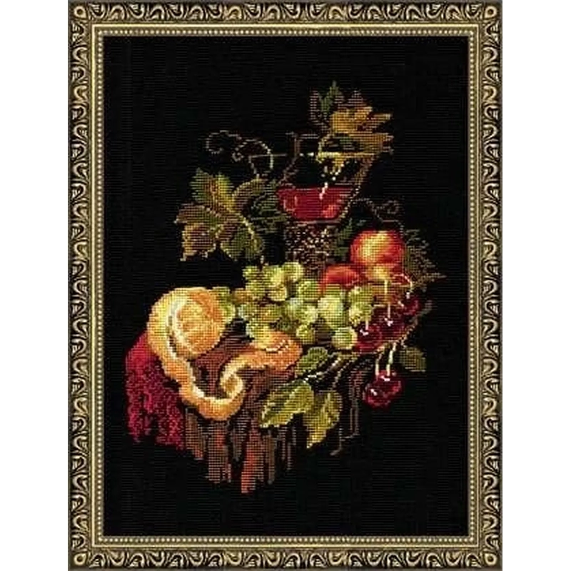 CLASSIC FRUIT, Counted Cross Stitch Kit, 24cm x 30cm on 16ct Evenweave Fabric