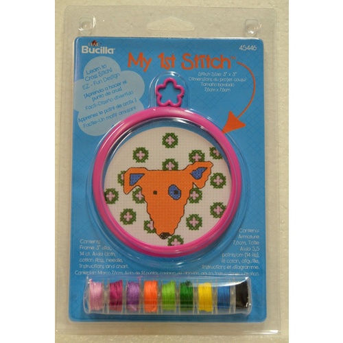 My 1st Stitch, Counted Cross Stitch Kit, Dog, Blue 45446 Kids Kits