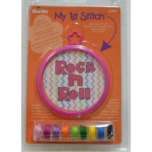 My 1st Stitch, Counted Cross Stitch Kit, Rock N Roll, Orange 45449 Kids Kits