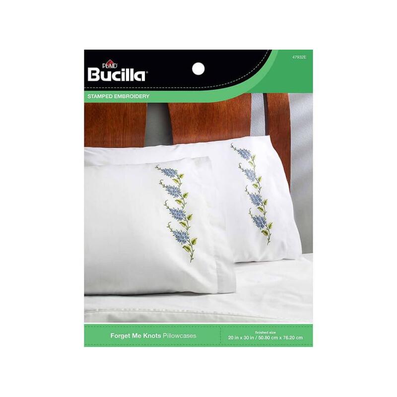 Bucilla Stamped Pillowcase Pair Embroidery Kit, Forget Me Knots, 47932E