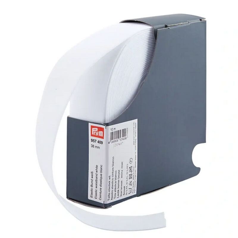 White Waistband Elastic 38mm x 10m Roll by Prym
