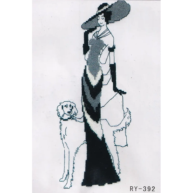 LADY & DOG, Counted Cross Stitch Kit, 21cm x 35cm, RY-392