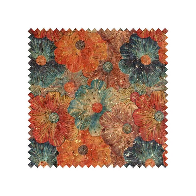 CORK Fabric, 18" x 15" Prepack, For Bags, Purses, Colourful Flowers #1002