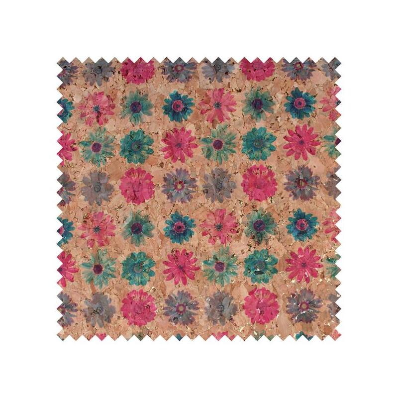 CORK Fabric, 18" x 15" Prepack, For Bags, Purses, Symetrical Flowers #1007