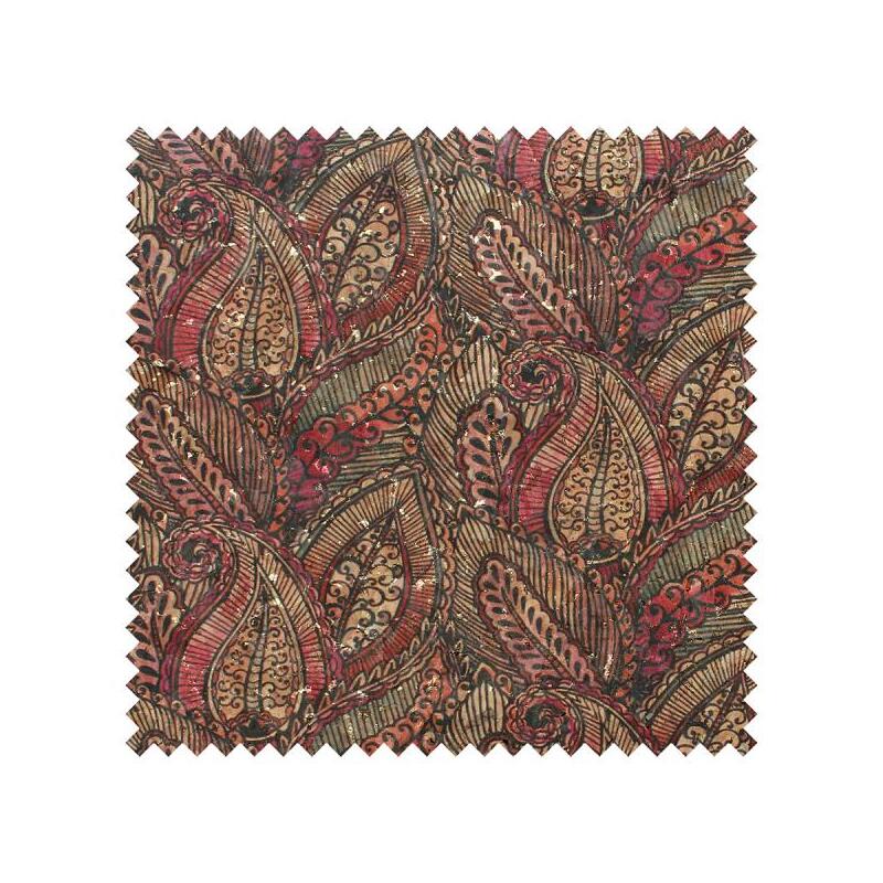 CORK Fabric, 18" x 15" Prepack, For Bags, Purses, Red Paisley #1009