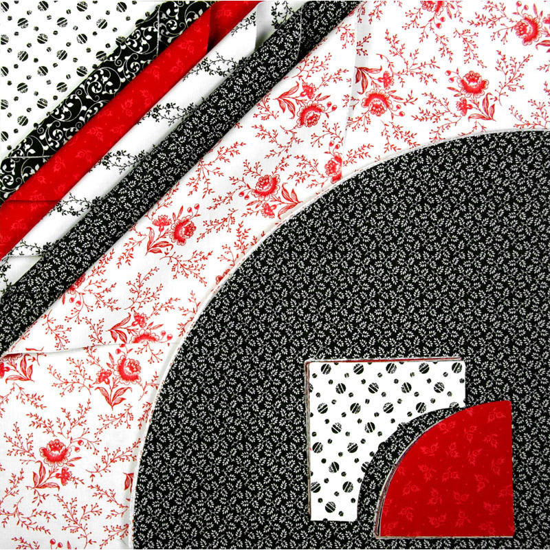 Red/Black/White Drunkards Path 12" Pre-Cuts by Matilda's Own, Quilt Kit
