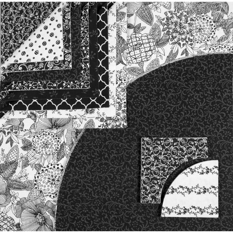 Black/White - Drunkards Path 12" Pre-Cuts by Matilda's Own, Quilt Kit