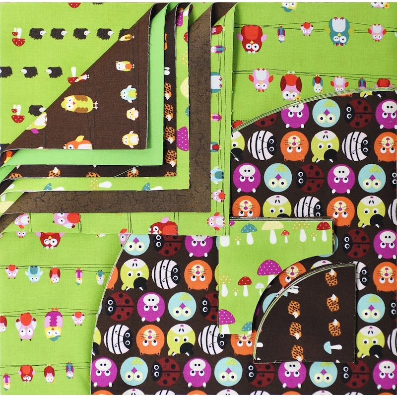 Forest Friends Green/Brown - Drunkards Path 12" Pre-Cuts by Matilda's Own, Quilt Kit