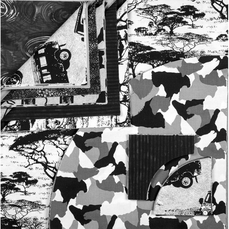 Safari Black/White - Drunkards Path 12" Pre-Cuts by Matilda's Own, Quilt Kit