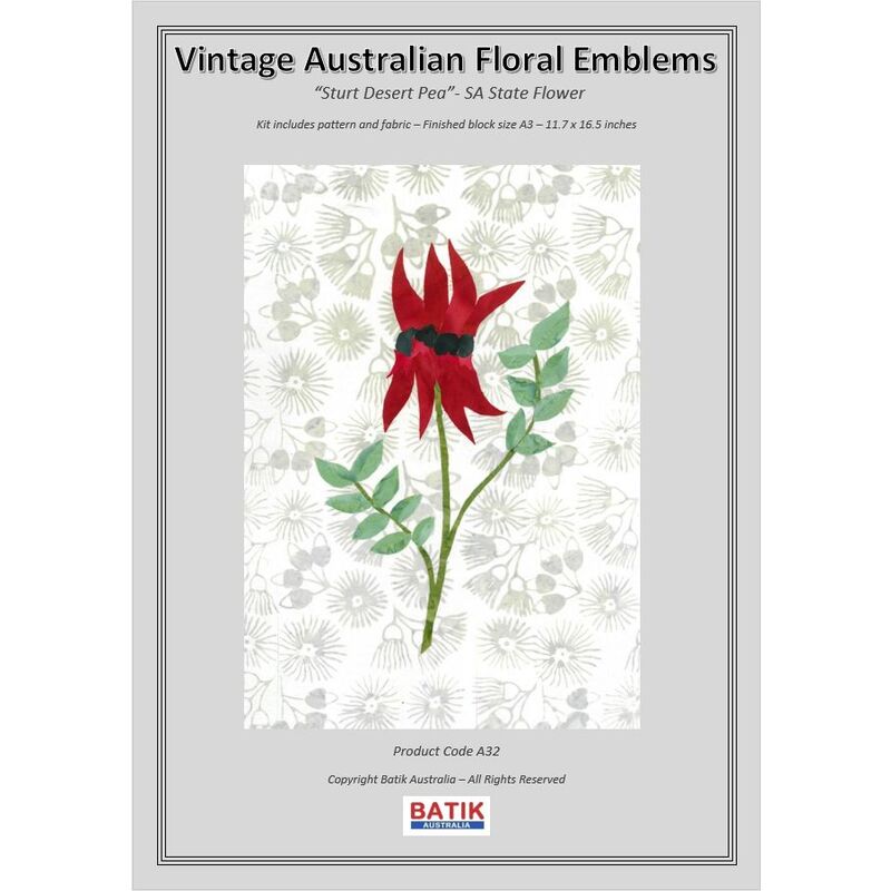 STURT DESERT PEA Vintage Australian Floral Emblems Applique Kit A32