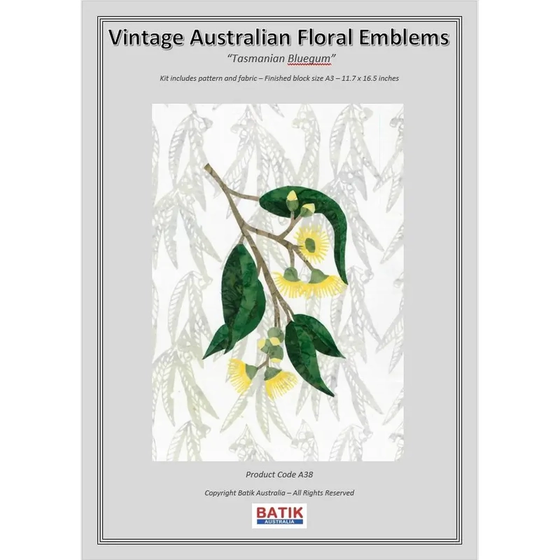 TASMANIAN BLUEGUM Vintage Australian Floral Emblems Applique Kit A38