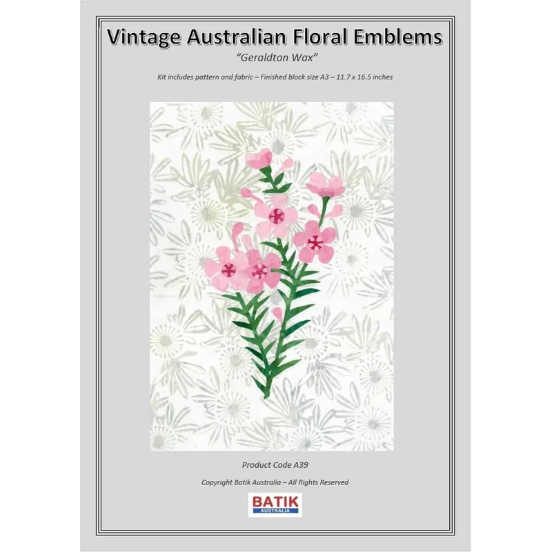 GERALDTON WAX Vintage Australian Floral Emblems Applique Kit A39