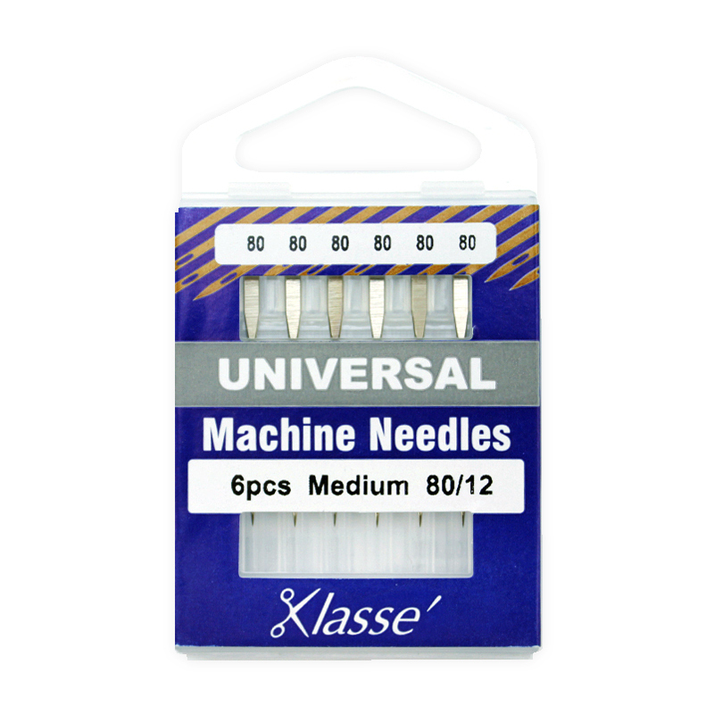 Klasse Sewing Machine Needles, UNIVERSAL Size 80/12, Pack of 6 Needles
