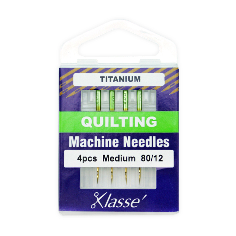 Klasse Sewing Machine Needles, QUILTING TITANIUM Size 80/12, Pack of 4 Needles