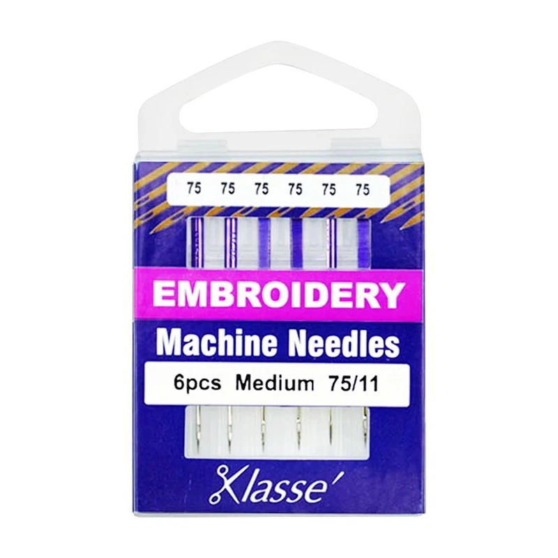 Klasse Sewing Machine Needles, EMBROIDERY Size 75/11, Pack of 6 Needles
