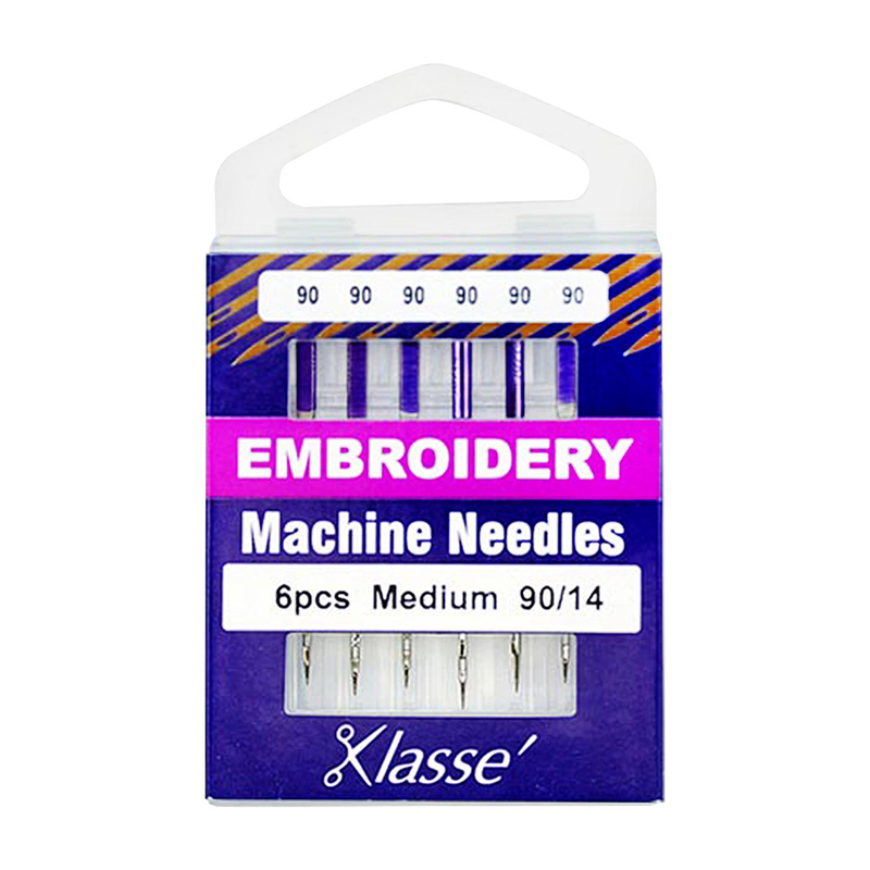 Klasse Sewing Machine Needles, EMBROIDERY Size 90/14, Pack of 6 Needles