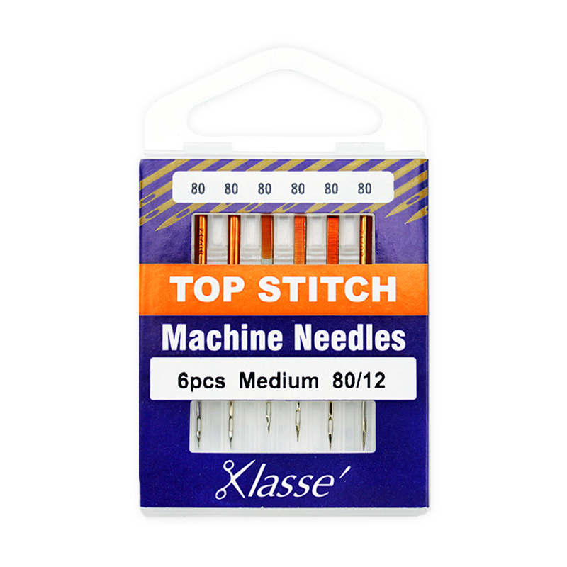 Klasse Sewing Machine Needles, TOP STITCH Size 80 / 12, Pack of 6 Needles