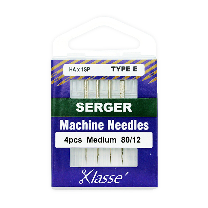 Klasse Overlocker Needles, TYPE E, HAx1SP, Sz 80, Pack of 4 Needles, Serger Needles