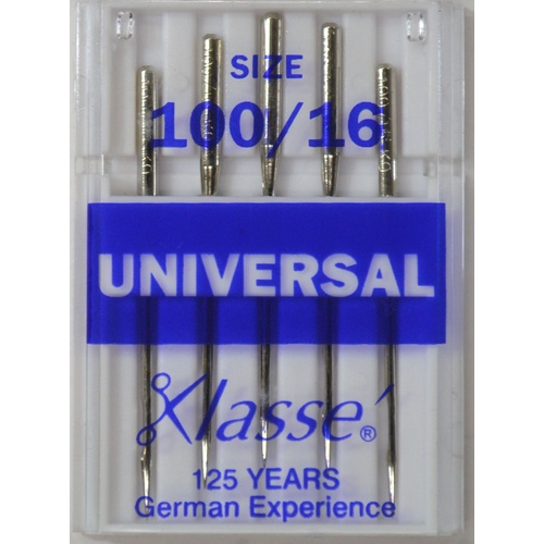 Klasse Sewing Machine Needles, UNIVERSAL Size 100 / 16, Pack of 5 Needles