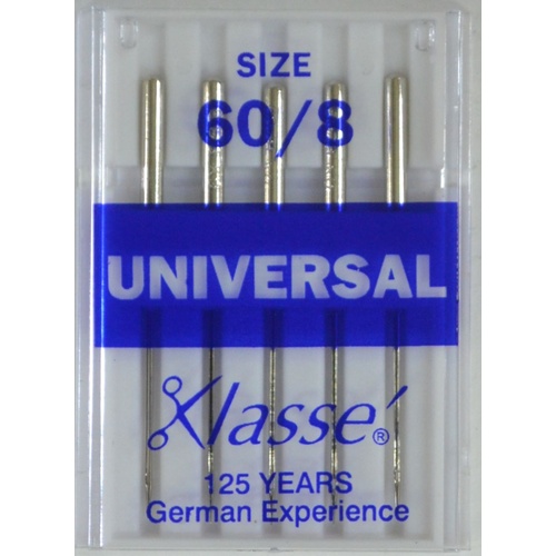 Klasse Sewing Machine Needles, UNIVERSAL Size 60 / 8, Pack of 5 Needles