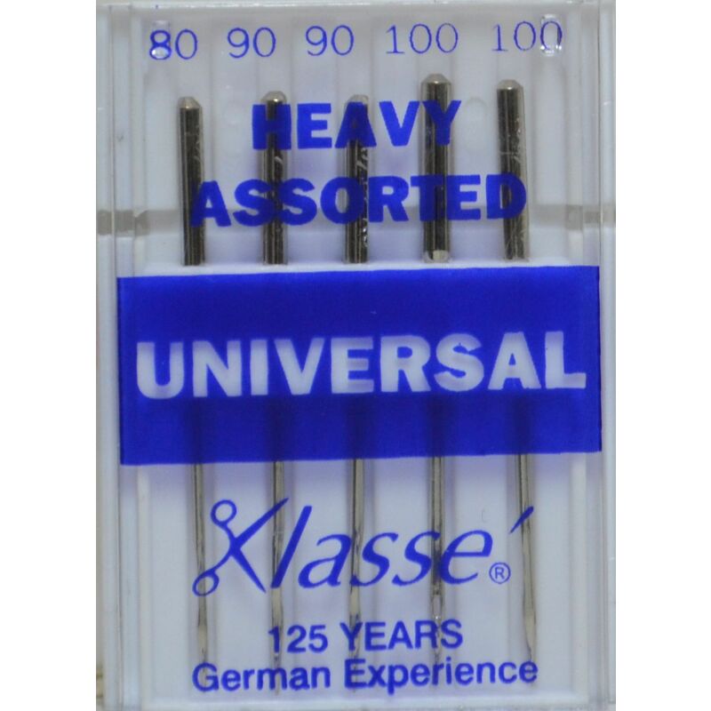 Klasse Sewing Machine Needles, UNIVERSAL Heavy Assorted Mix, Pack of 5 Needles