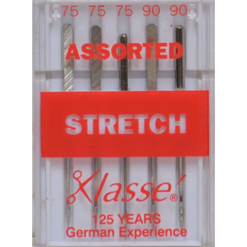 Klasse Sewing Machine Needles STRETCH Regular Assorted (75; 90), Pack of 5 Needles