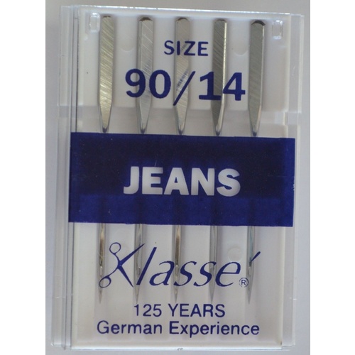 Klasse Sewing Machine Needles, JEANS Size 90 / 14, Pack of 5 Needles