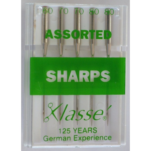 Klasse Sewing Machine Needles, SHARPS Assorted Mix, Pack of 5 Needles