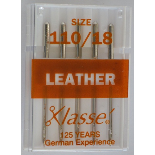 Klasse Sewing Machine Needles, LEATHER Size 110 / 18, Pack of 5 Needles