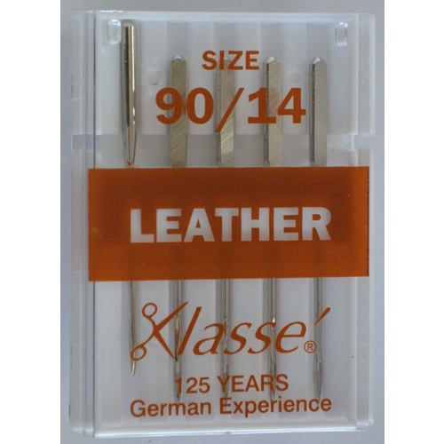 Klasse Sewing Machine Needles, LEATHER Size 90 / 14, Pack of 5 Needles