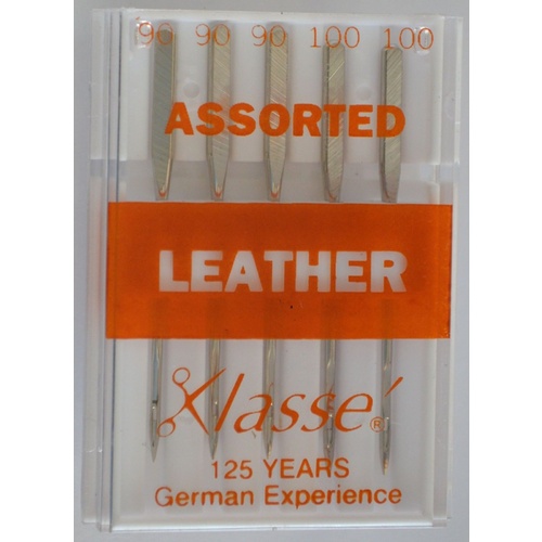 Klasse Sewing Machine Needles, LEATHER Assorted Mix, Pack of 5 Needles