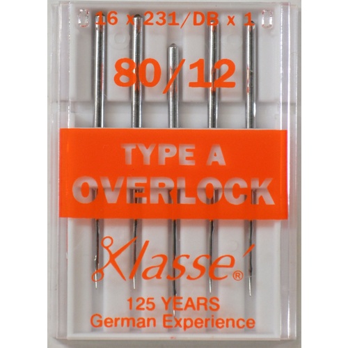 Klasse Overlocker Machine Needles, TYPE A, DBx1, 2053, 16 x 231, Pack of 5 Needles, Serger Needles