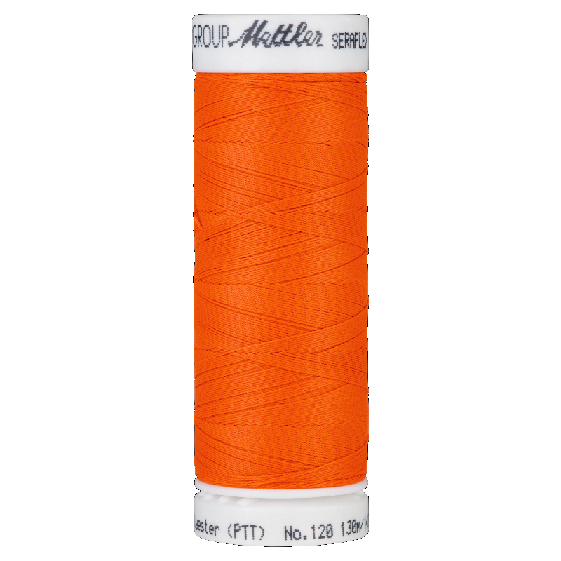 Mettler Seraflex 120, #1428 VIVID ORANGE 130m Elastic Sewing Thread