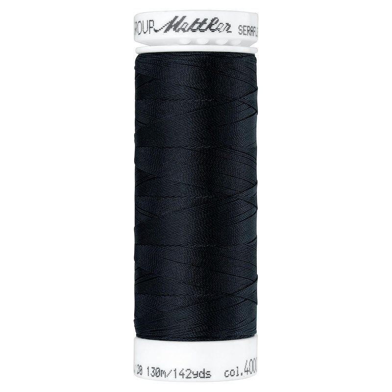 Mettler Seraflex 120, #4000 BLACK 130m Elastic Sewing Thread