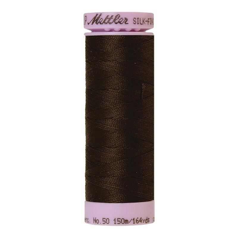 Mettler Silk-finish Cotton 50, #1002 VERY DARK BROWN 150m Thread (Old Colour #0712)