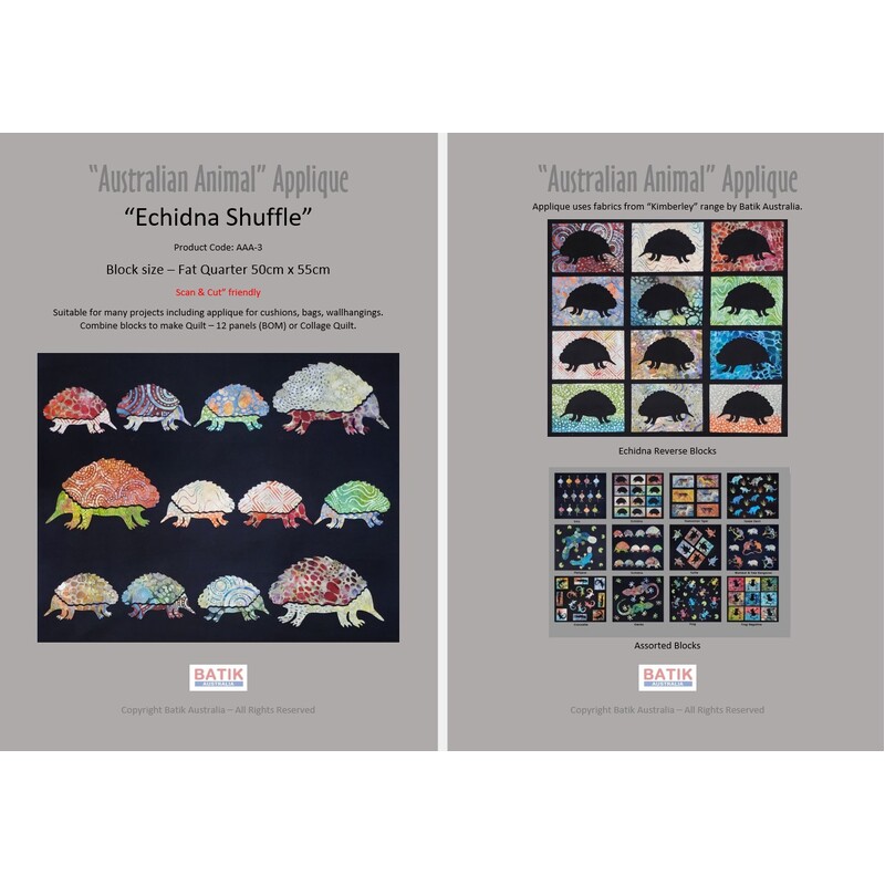 Batik Australia Applique Pattern, ECHIDNA SHUFFLE