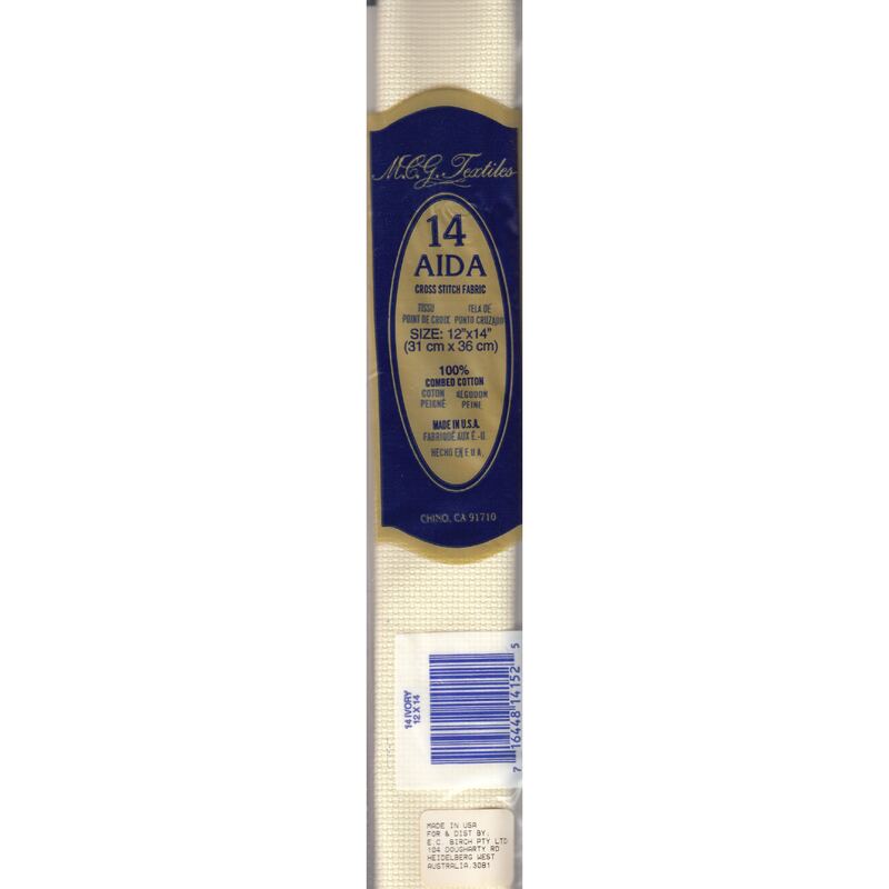 Aida Cloth 14 Count IVORY, 12" x 14", 100% Combed Cotton Made in USA
