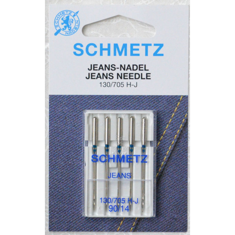 Schmetz Sewing Machine Needles, JEANS Size 90 / 14, Pack of 5 Needles, 130/705H-J System