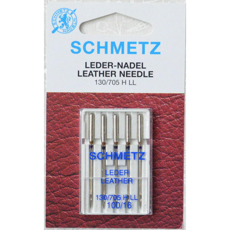 Schmetz Sewing Machine Needles, LEATHER Size 100 / 16, Pack of 5 Needles, 130/705H-J System