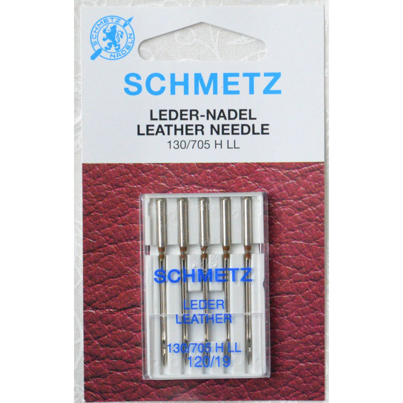 Schmetz Sewing Machine Needles, LEATHER Size 120 / 19, Pack of 5 Needles, 130/705H-J System