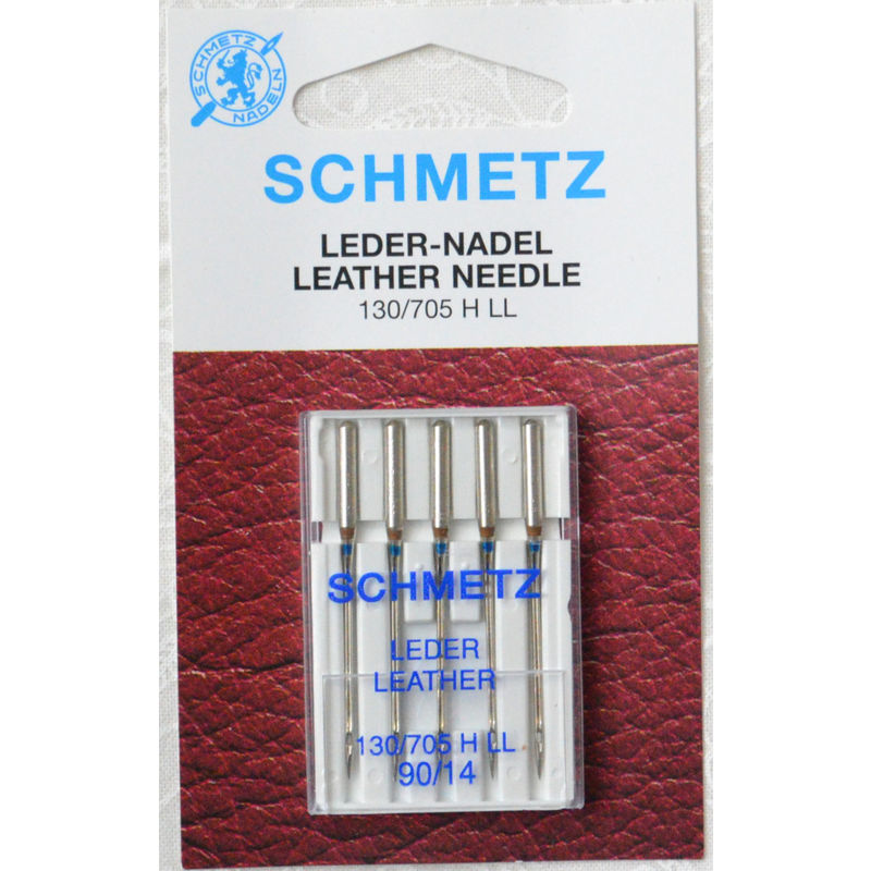 Schmetz Sewing Machine Needles, LEATHER Size 90 / 14, Pack of 5 Needles, 130/705H-J System