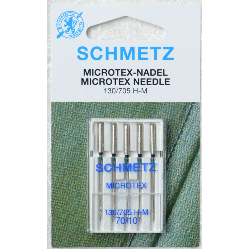Schmetz Machine Needles, MICROTEX Size 70/10, Pack 5 Needles, 130/705H-J System