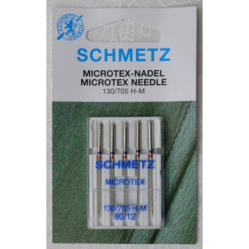 Schmetz Machine Needles, MICROTEX Size 80/12, Pack 5 Needles, 130/705H-J System